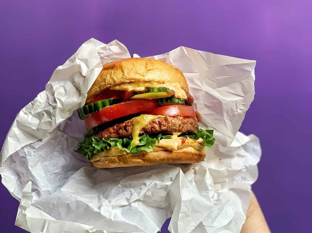 Vegan burger unwrapped