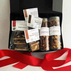 nuts and chocolates in a gift box
