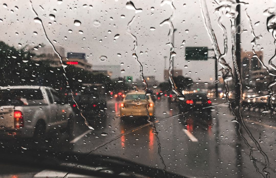 rainy view from car during a roadtrip