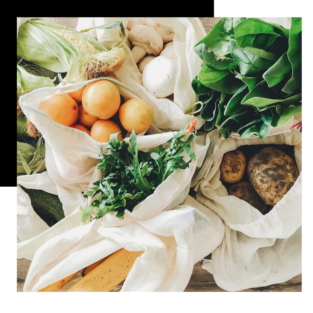 farmer's market produce in organic bags