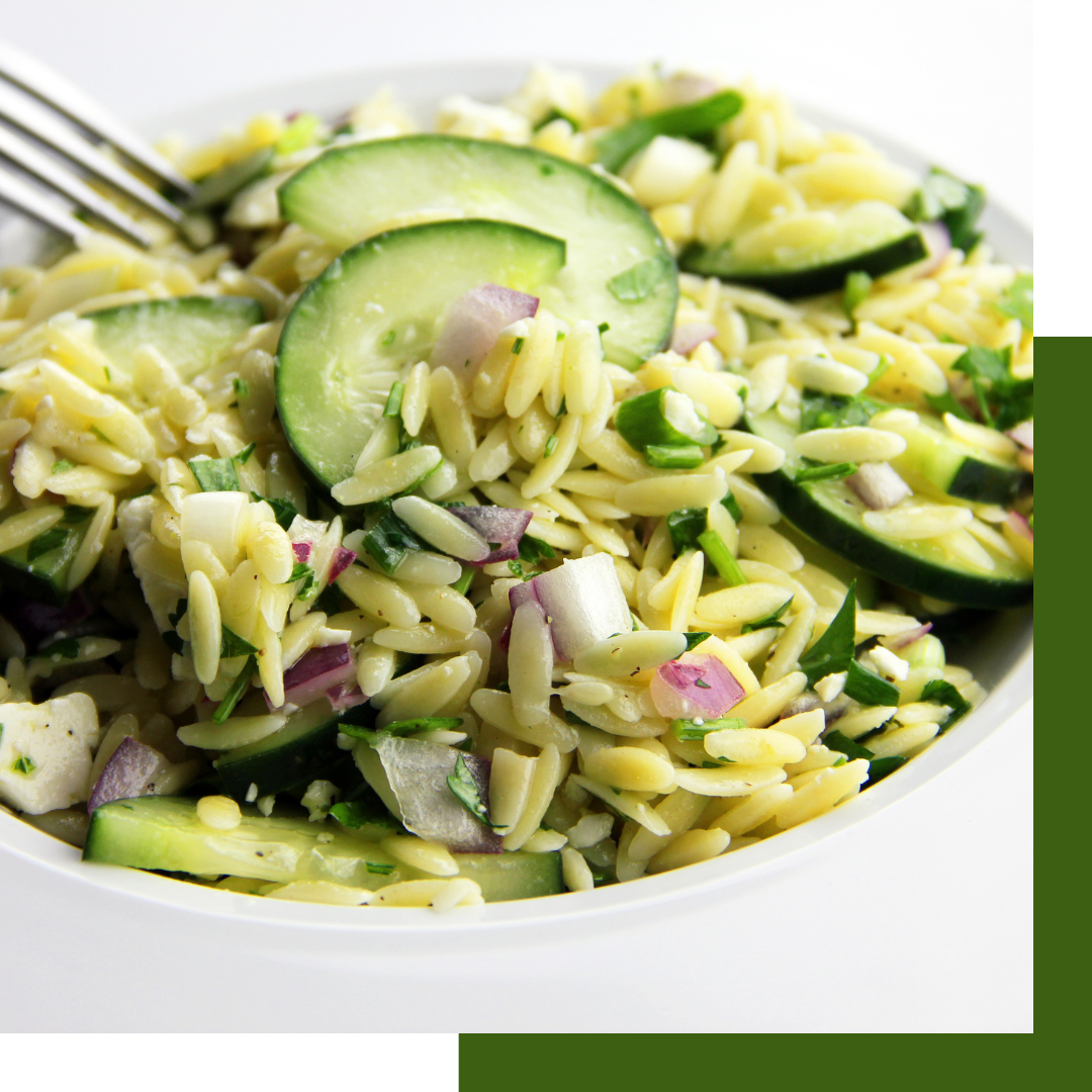 orzo salad recipe, plant-based cooking and recipes