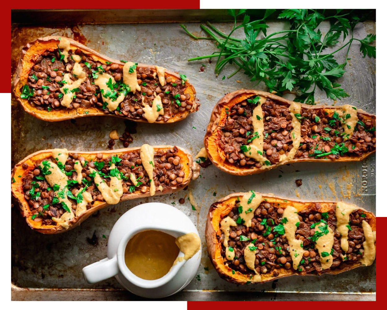 fall main dish thanksgiving recipe lentil stuffed squash