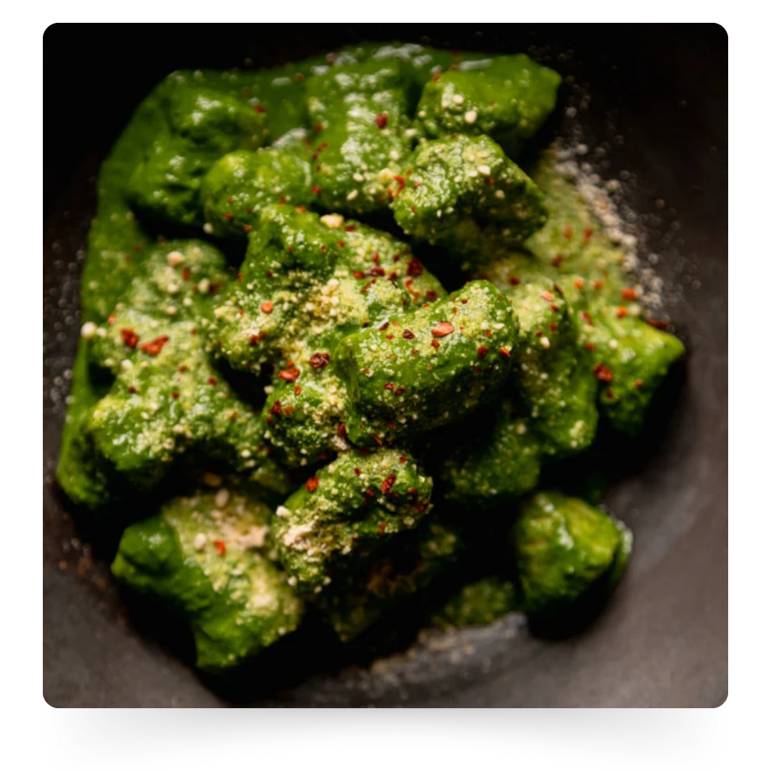 Potato Gnocchi with Kale Sauce