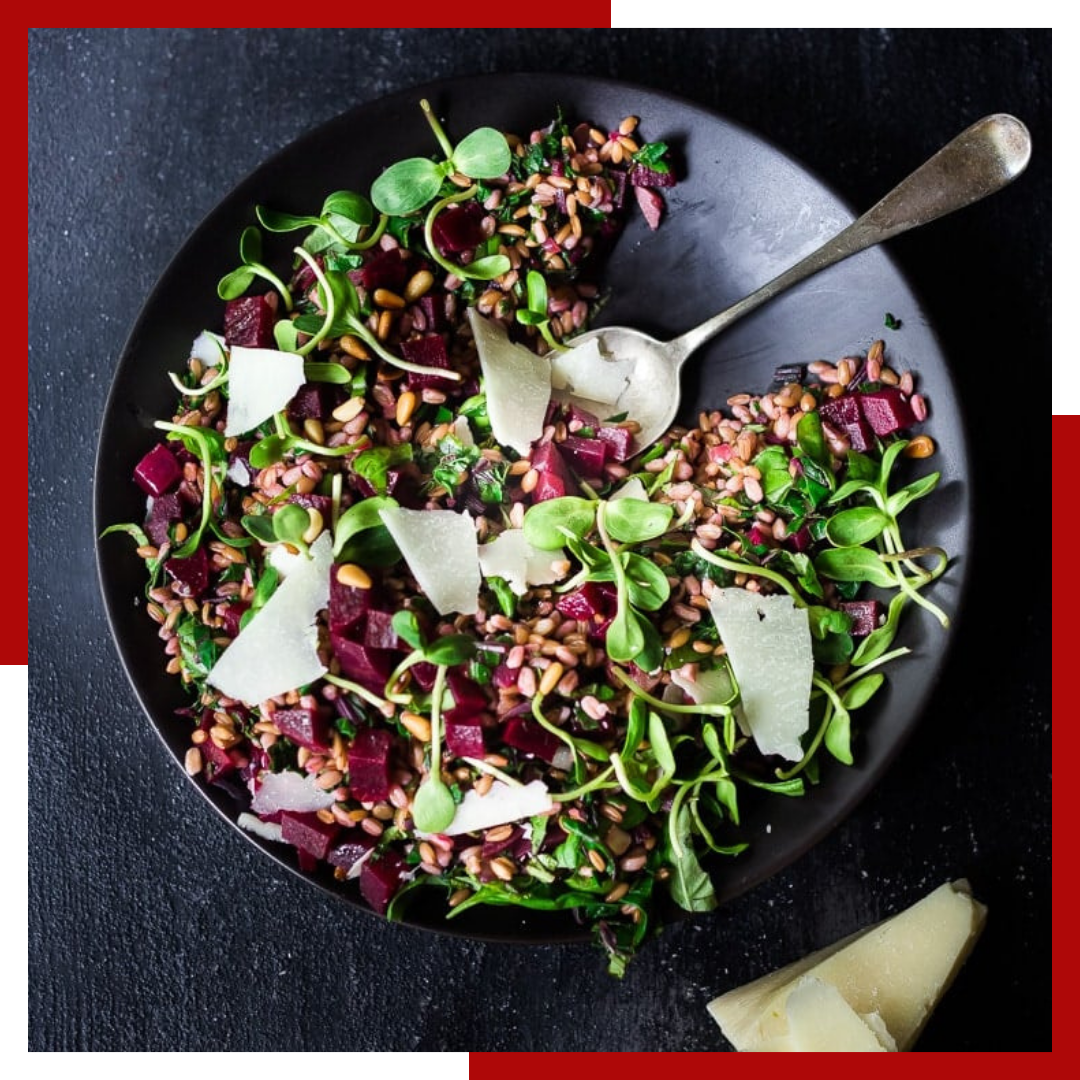 farro salad with beets